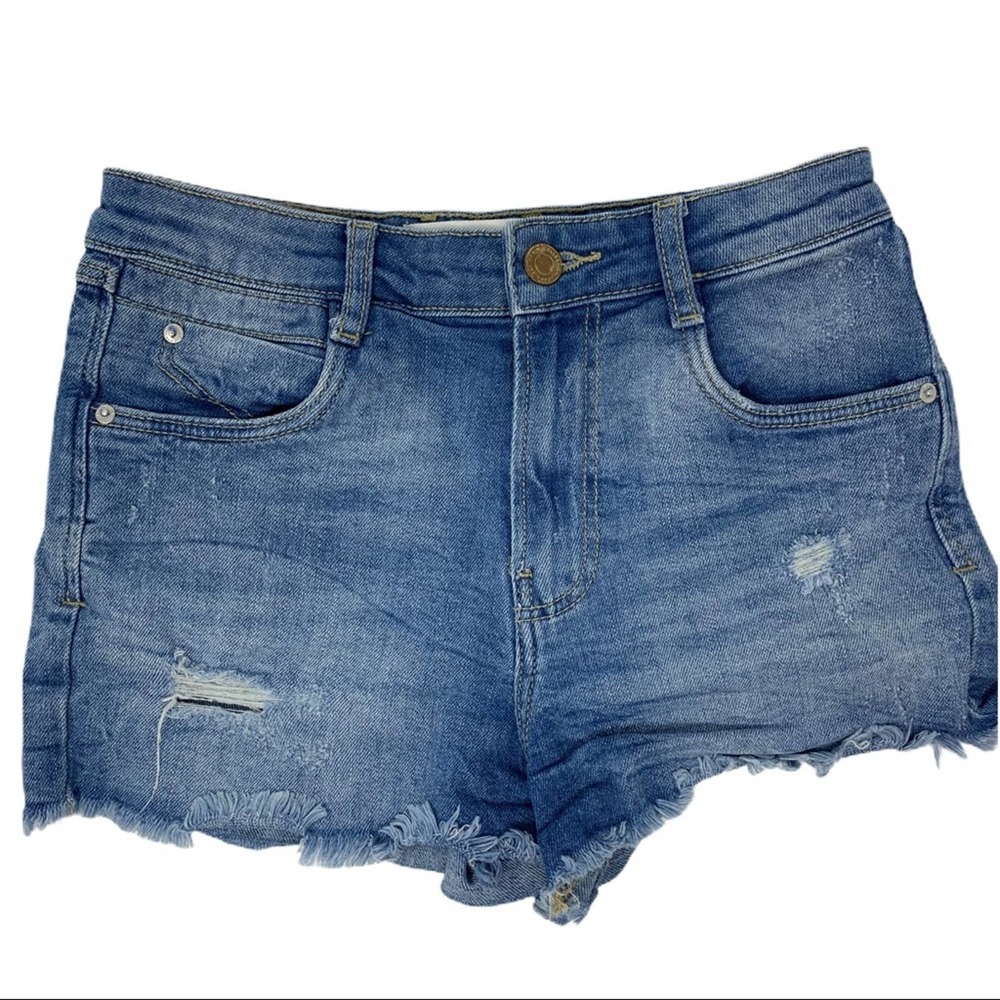 Zara denim cutoff distressed shorts size 02